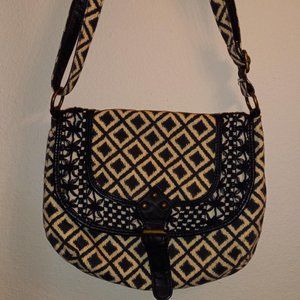 Crossbody Black and Tan Geometric Woman's Purse/ Bag